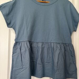 NWT GAP Dusty Blue Peplum Short Sleeve Tee